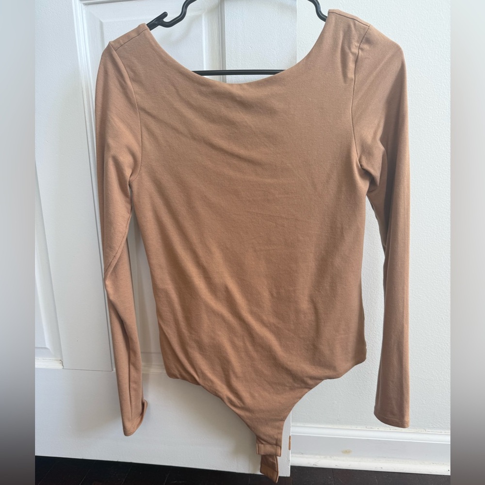 Women's Tan Long Sleeve Bodysuit
